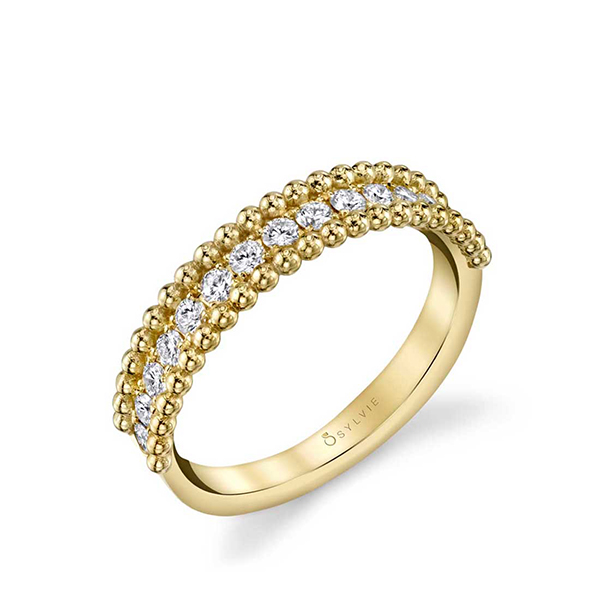 Beaded Diamond Stackable Band